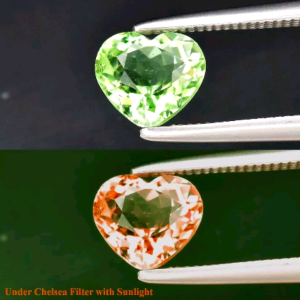 Natural 0.87ct 6.3x5.5mm VS Heart Unheated Green Chrome Tourmaline gemstone